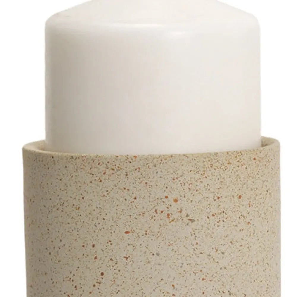 13" Beige Metal Abstract Tabletop Candle Holder HomeRoots