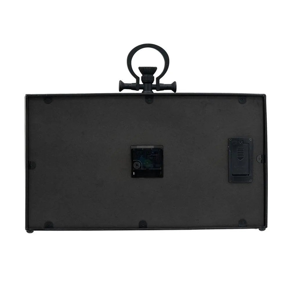 13" Black and Gold Metal and Glass Analog Vintage Style Crackle Wall Clock - NOBLE HOME INTERIORS