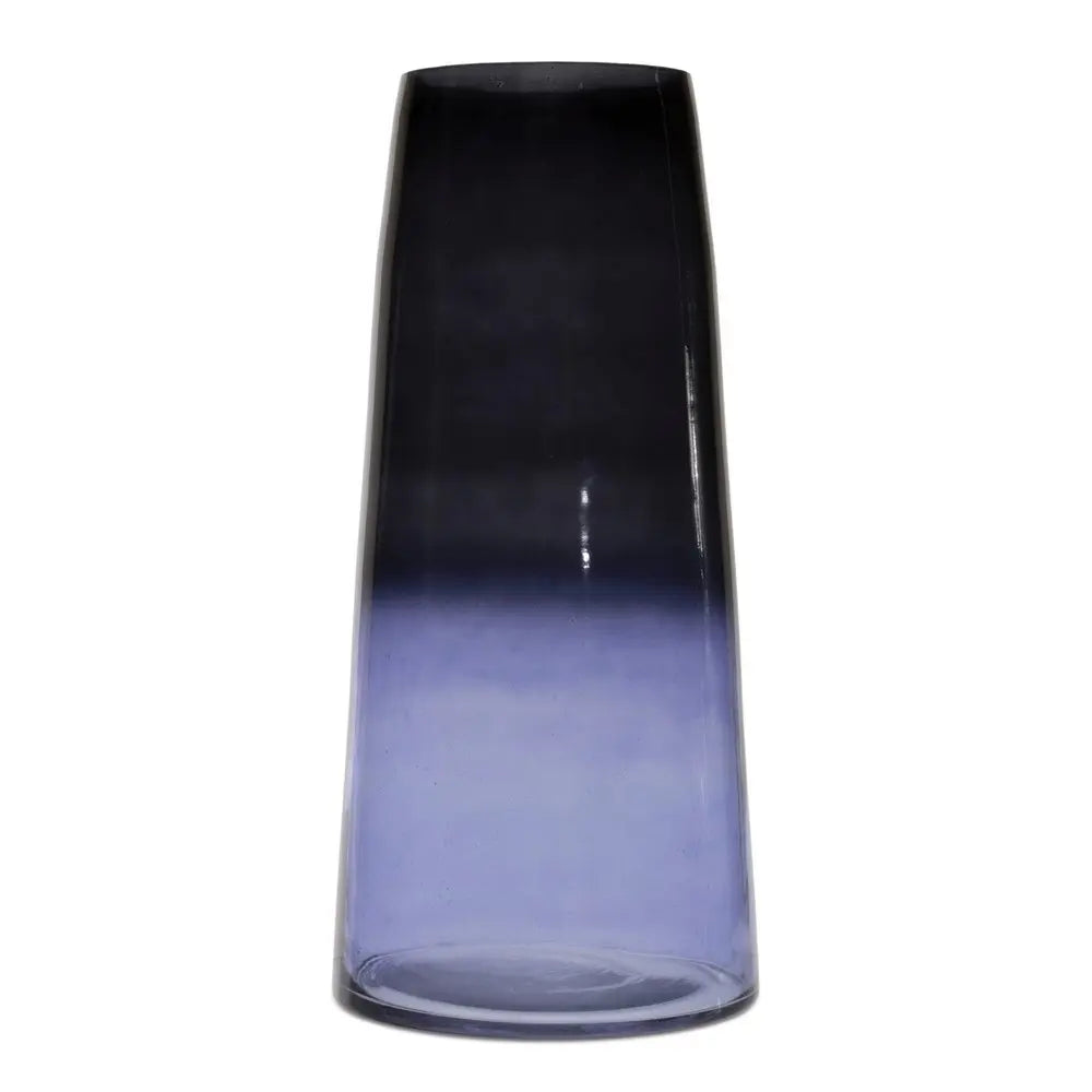 13" Blue Round Glass Table Vase - NOBLE HOME INTERIORS