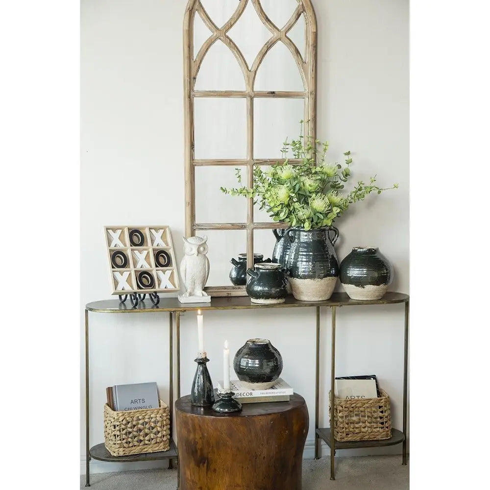 13" Dark Green Terracotta Round Jug Vase - NOBLE HOME INTERIORS