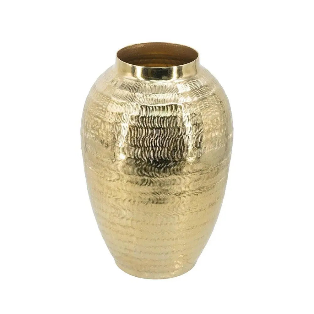 13" Gold Round Aluminum Table Vase - NOBLE HOME INTERIORS