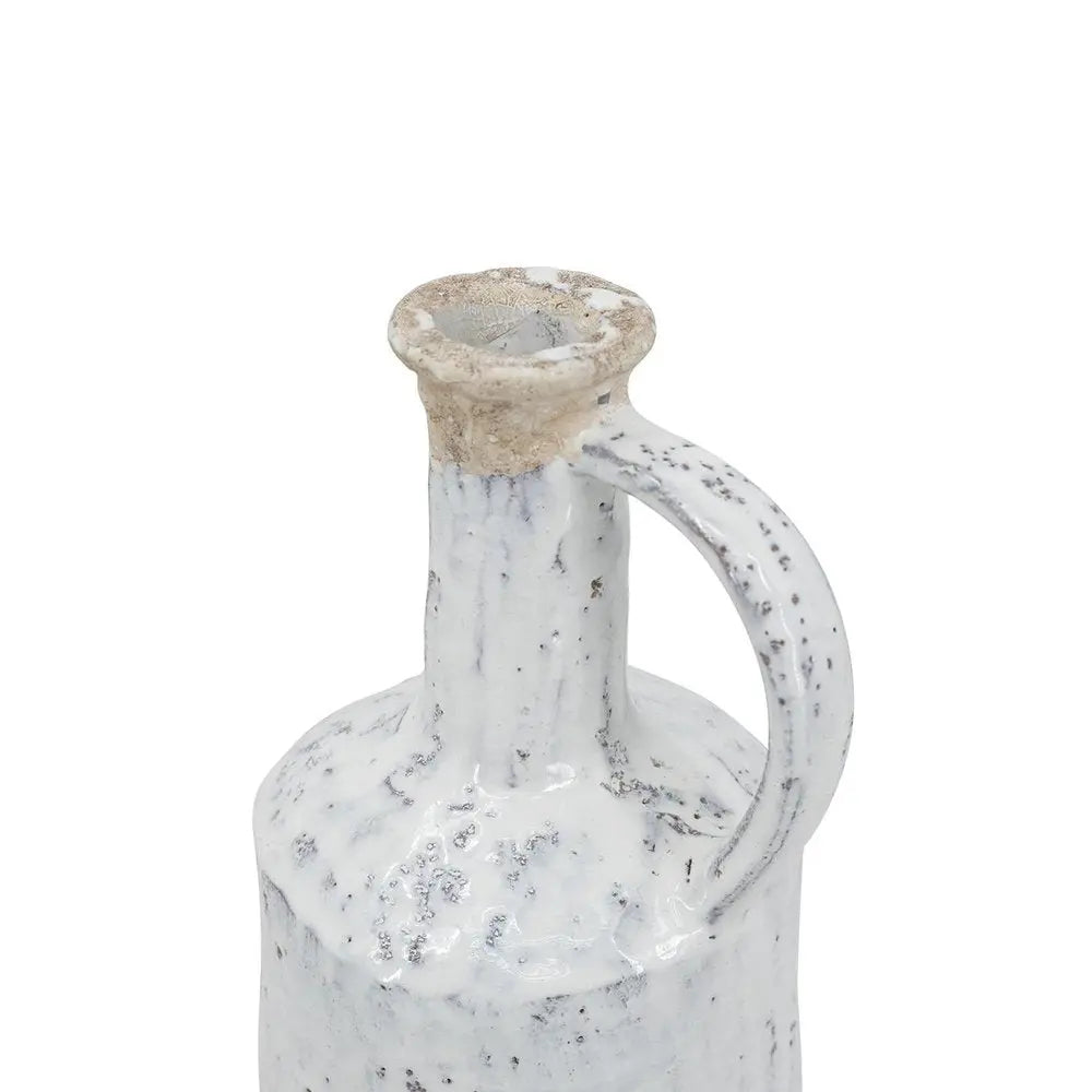 13" Ivory Terracotta Round Jug Vase - NOBLE HOME INTERIORS