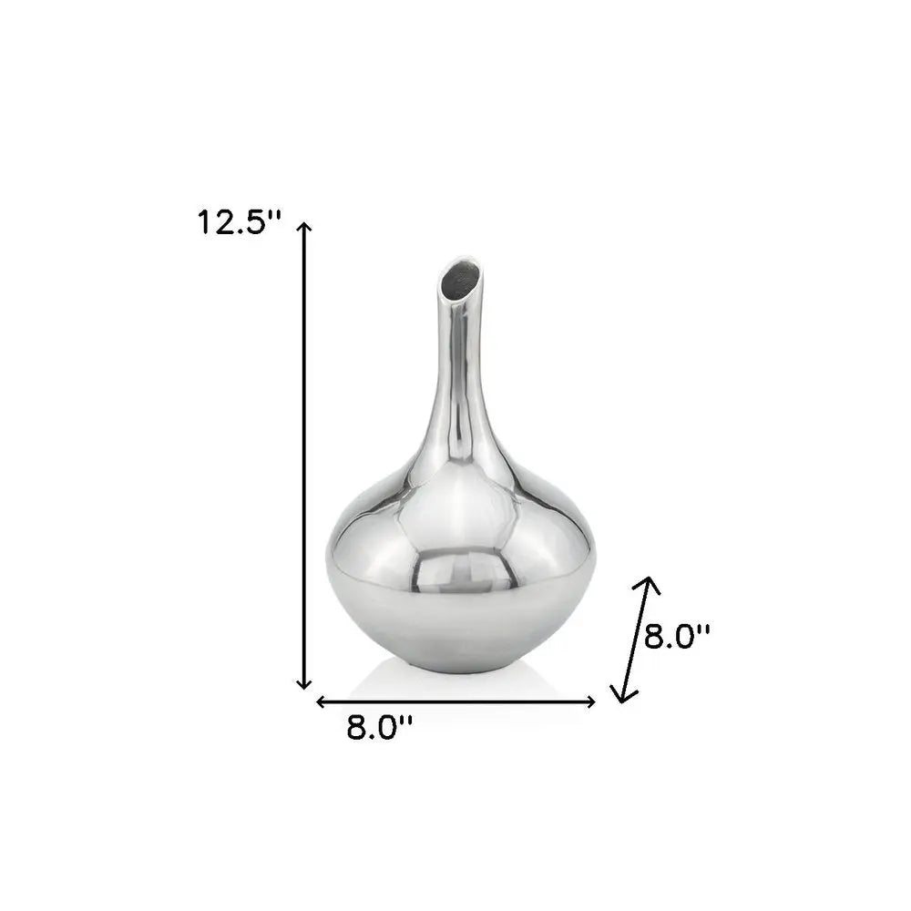 13" Silver Bud Aluminum Table Vase - NOBLE HOME INTERIORS