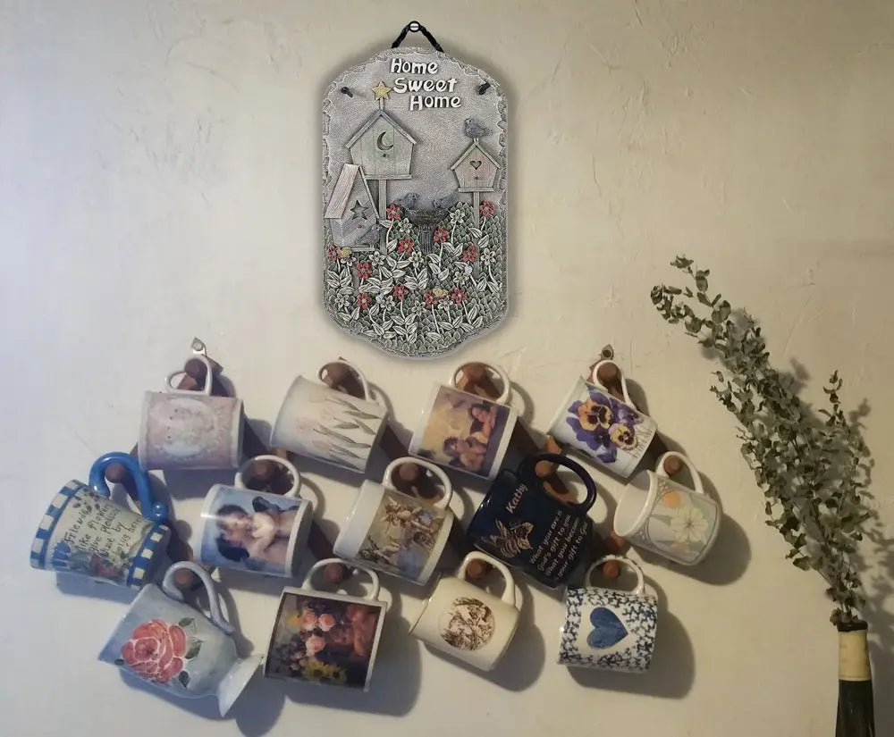 13" X 8" Gray And Ivory Bird Home Sweet Home Polyresin Wall Decor - NOBLE HOME INTERIORS