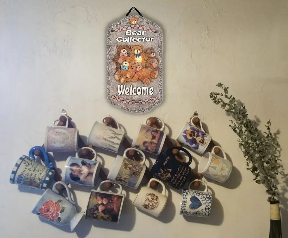 13" X 8" Gray Brown And Cream Bear Welcome Resin Wall Decor - NOBLE HOME INTERIORS