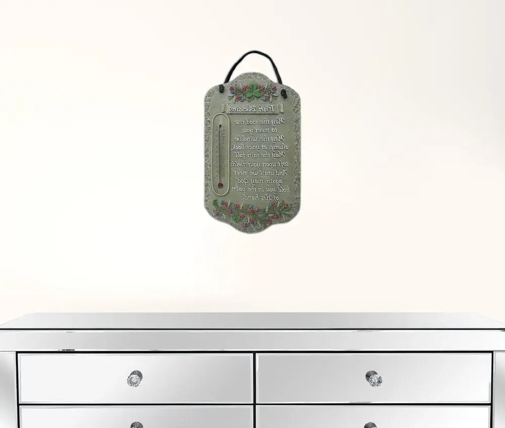 13" X 8" Gray Floral Irish Blessing Polyresin Wall Decor - NOBLE HOME INTERIORS