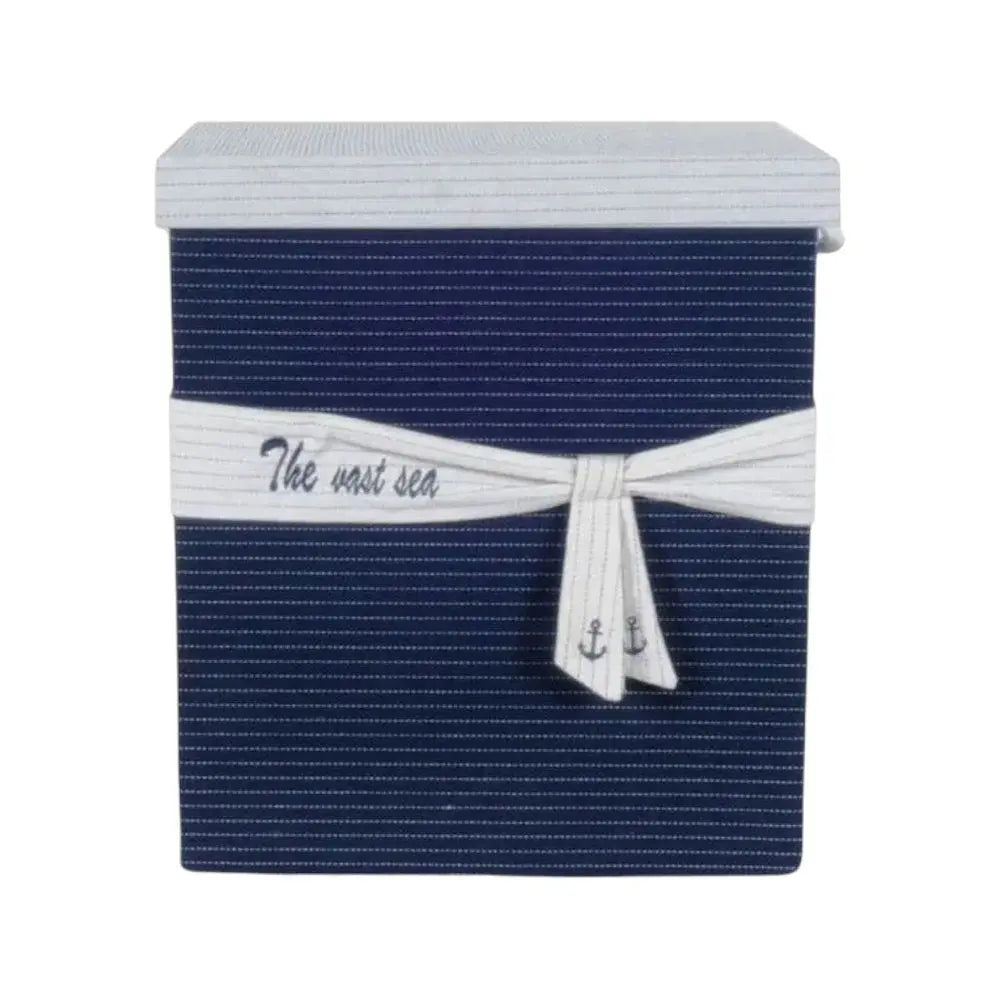 13.5" X 17" X 22.5" Blue Fabric Basket With Bow Decoration Set Of 5 - NOBLE HOME INTERIORS