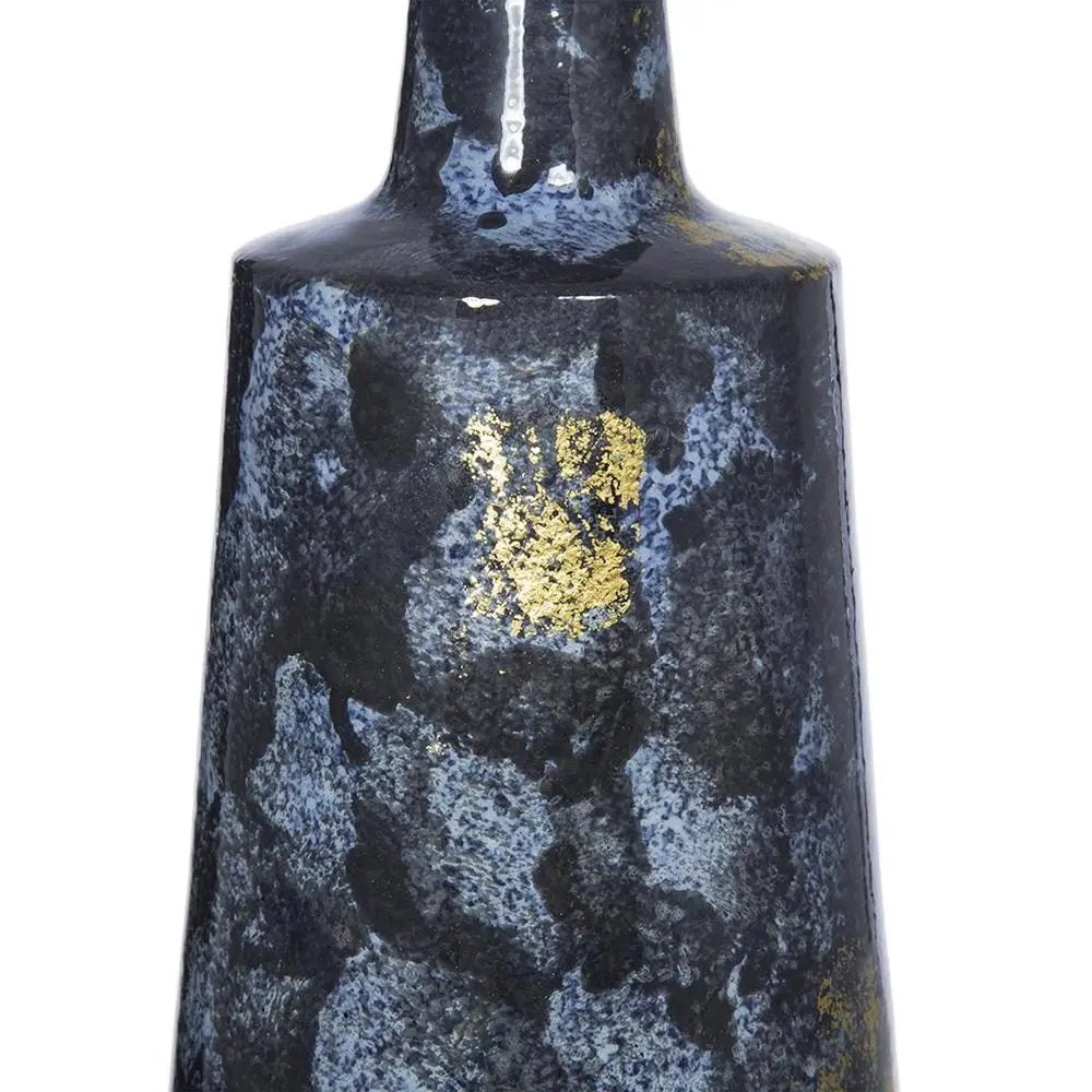 14" Blue And Gold Abstract Bud Glass Table Vase - NOBLE HOME INTERIORS