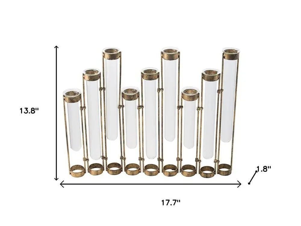 14" Bronze Tulip Enameled Cast Iron Table Vase - NOBLE HOME INTERIORS