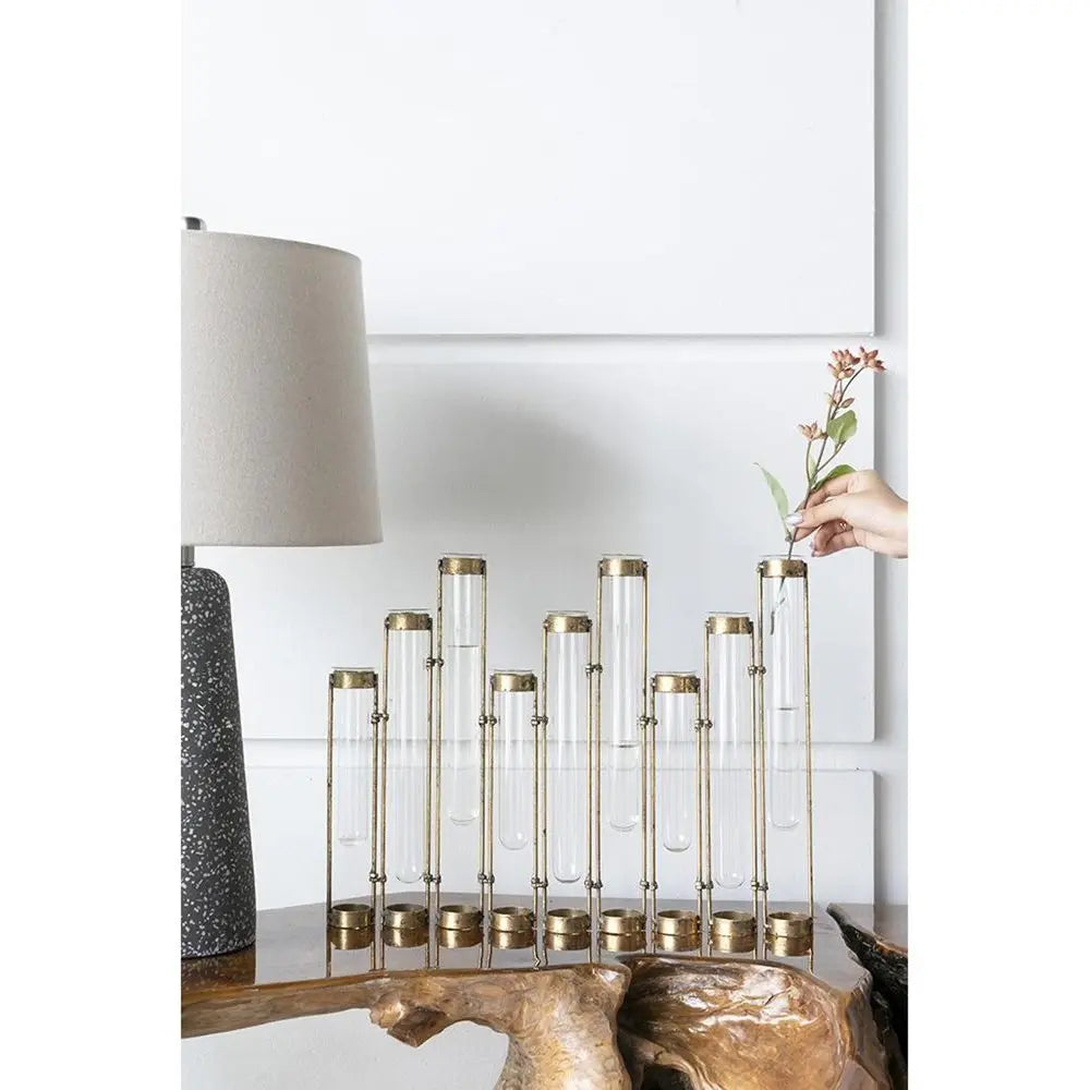 14" Bronze Tulip Enameled Cast Iron Table Vase - NOBLE HOME INTERIORS