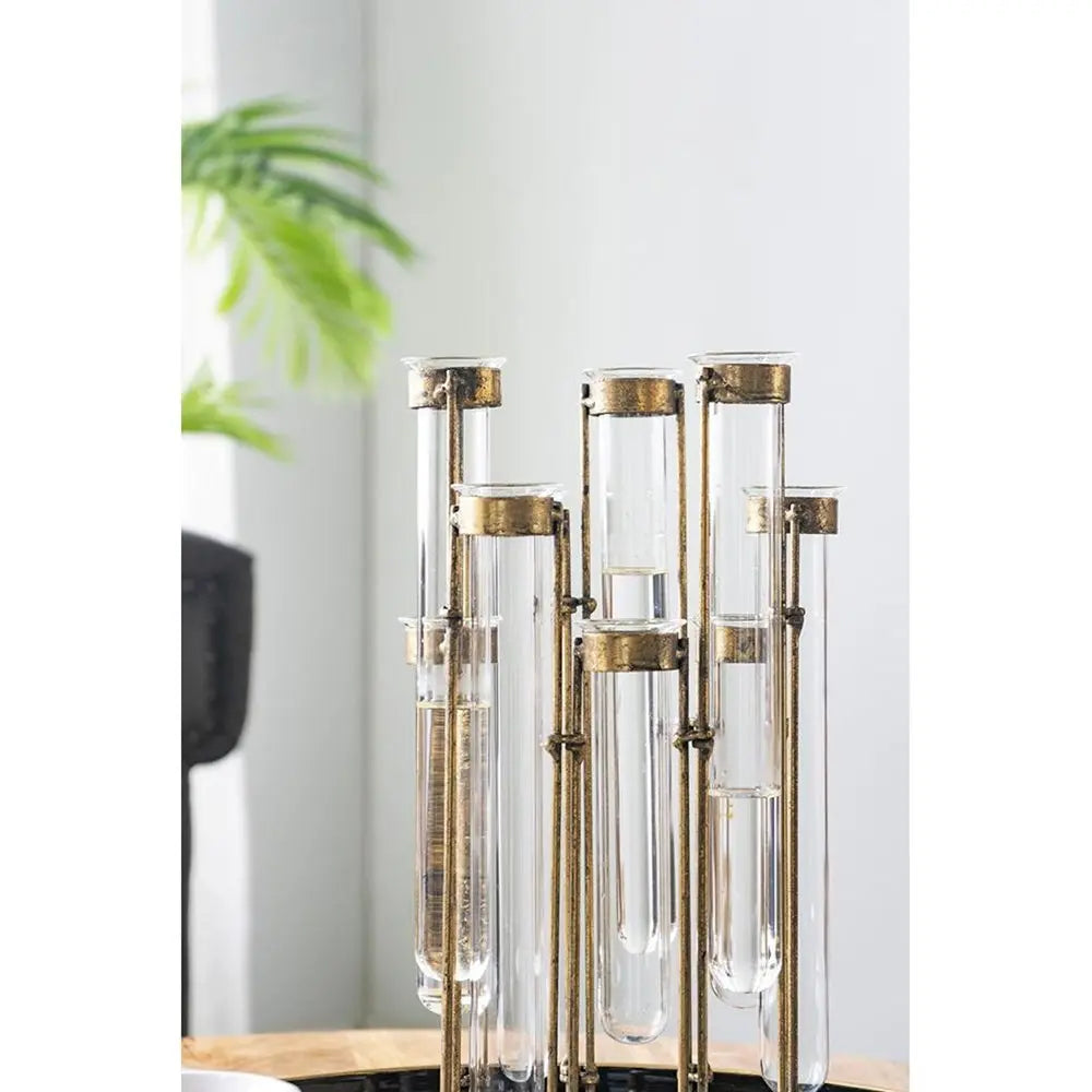 14" Bronze Tulip Enameled Cast Iron Table Vase - NOBLE HOME INTERIORS