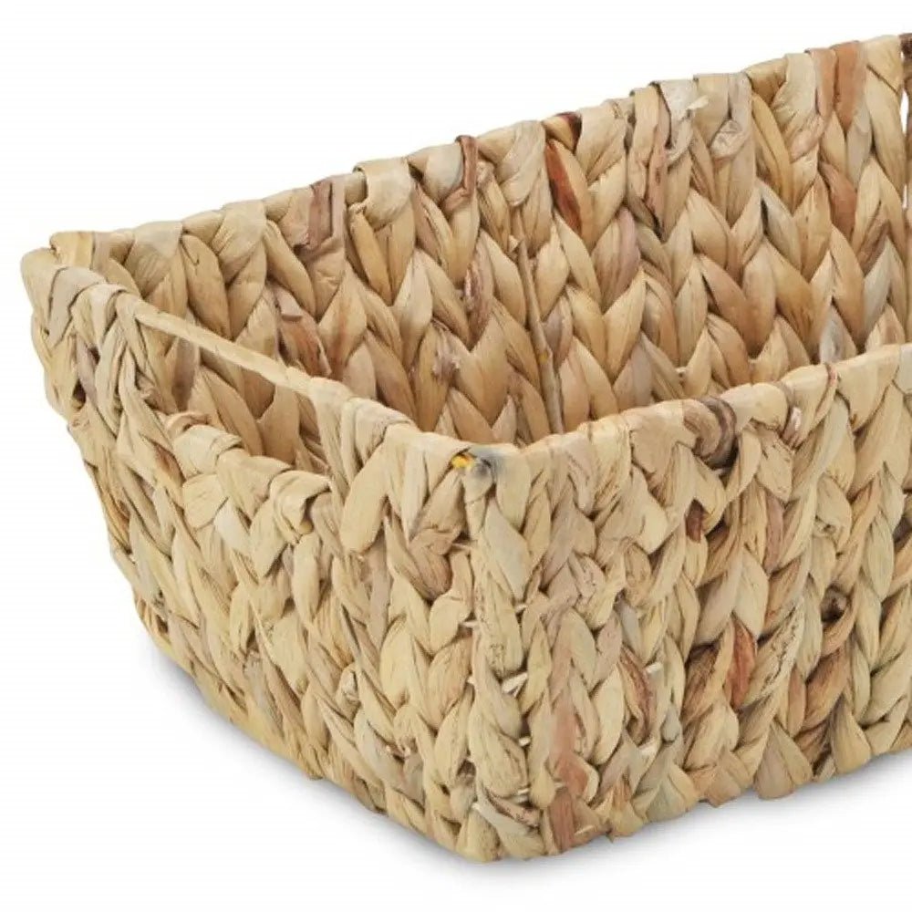14" Brown Water Hyacinth Basket - NOBLE HOME INTERIORS