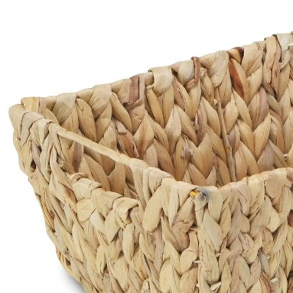 14" Brown Water Hyacinth Basket - NOBLE HOME INTERIORS