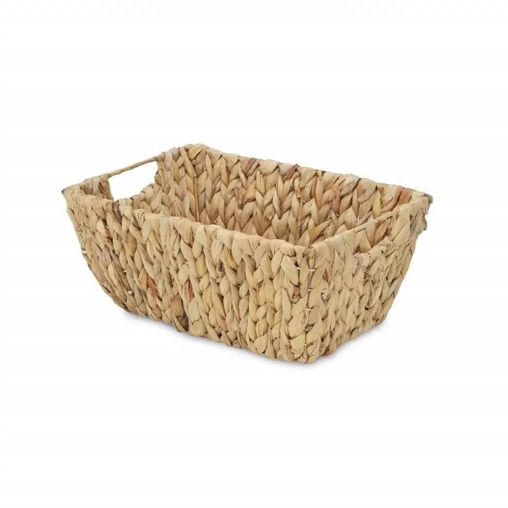 14" Brown Water Hyacinth Basket - NOBLE HOME INTERIORS