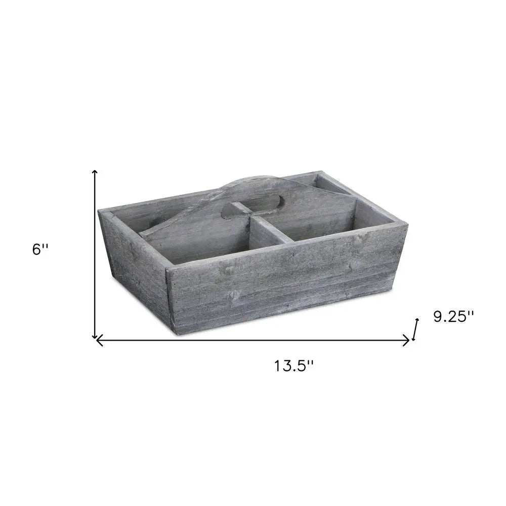 14" Gray Solid Wood Box - NOBLE HOME INTERIORS