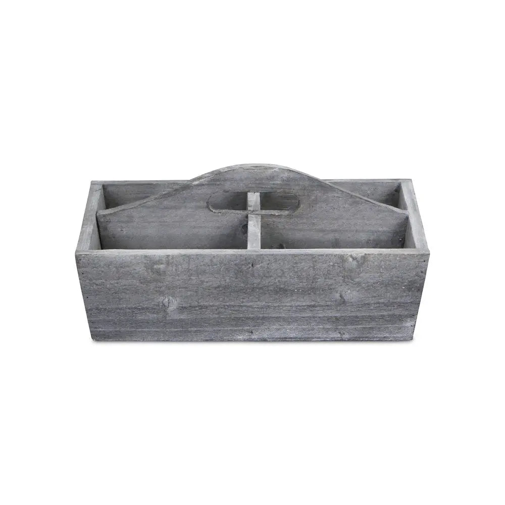 14" Gray Solid Wood Box - NOBLE HOME INTERIORS