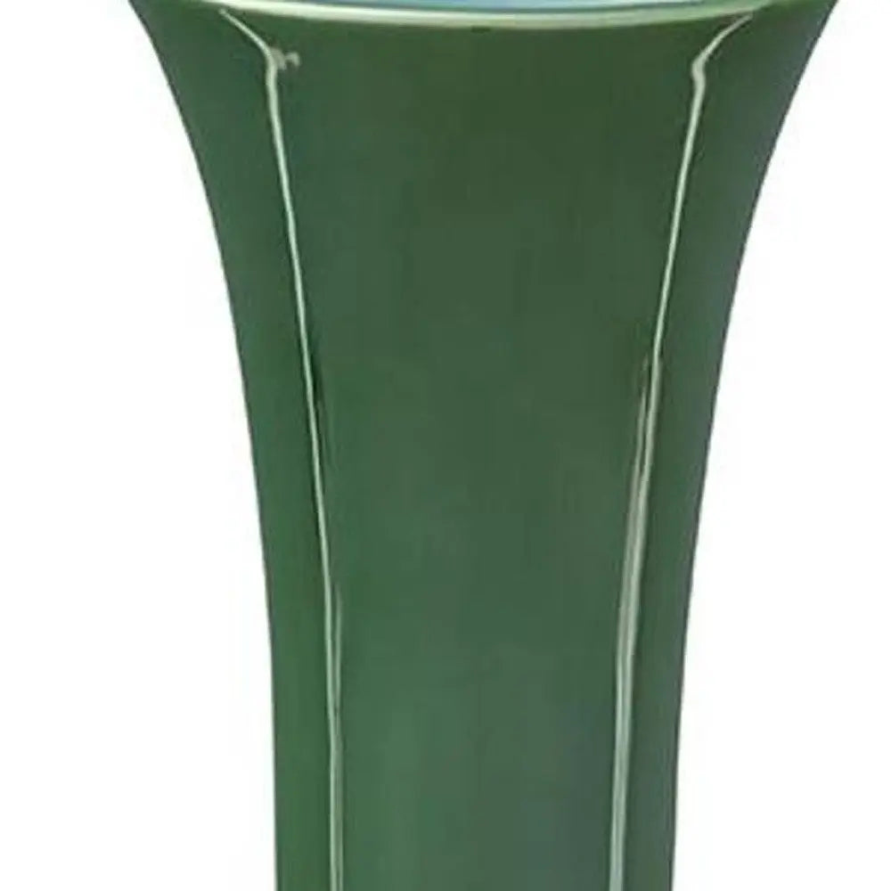 14" Hunter Green Round Ceramic Table Vase - NOBLE HOME INTERIORS
