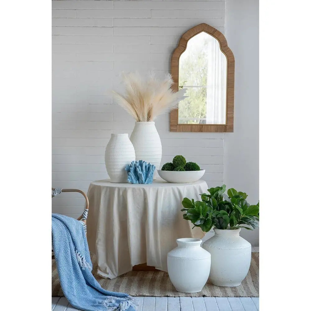 14" White Terracotta Round Jug Vase - NOBLE HOME INTERIORS