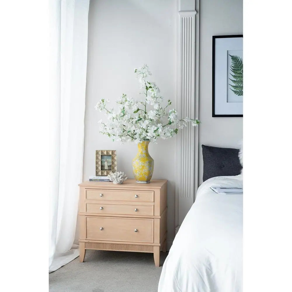 14" Yellow and White Porcelain Floral Round Table Vase - NOBLE HOME INTERIORS