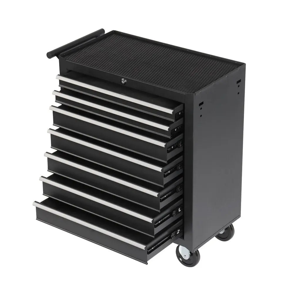 15" Black Multi - Tier Steel Rolling Cabinet With Lid - NOBLE HOME INTERIORS