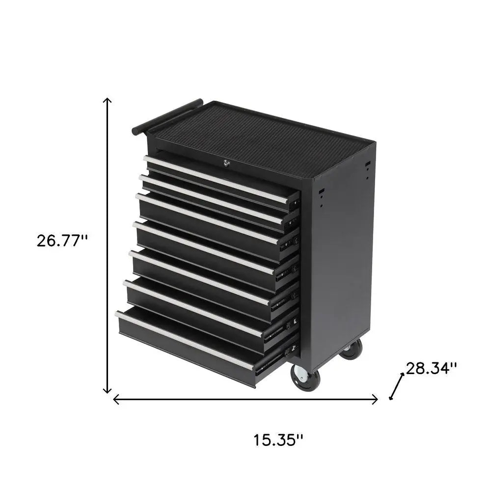 15" Black Multi - Tier Steel Rolling Cabinet With Lid - NOBLE HOME INTERIORS