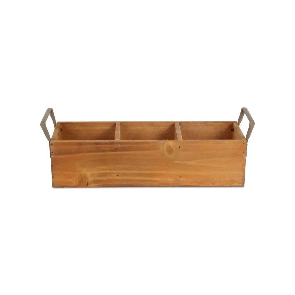 15" Brown Solid Wood And Metal Box - NOBLE HOME INTERIORS