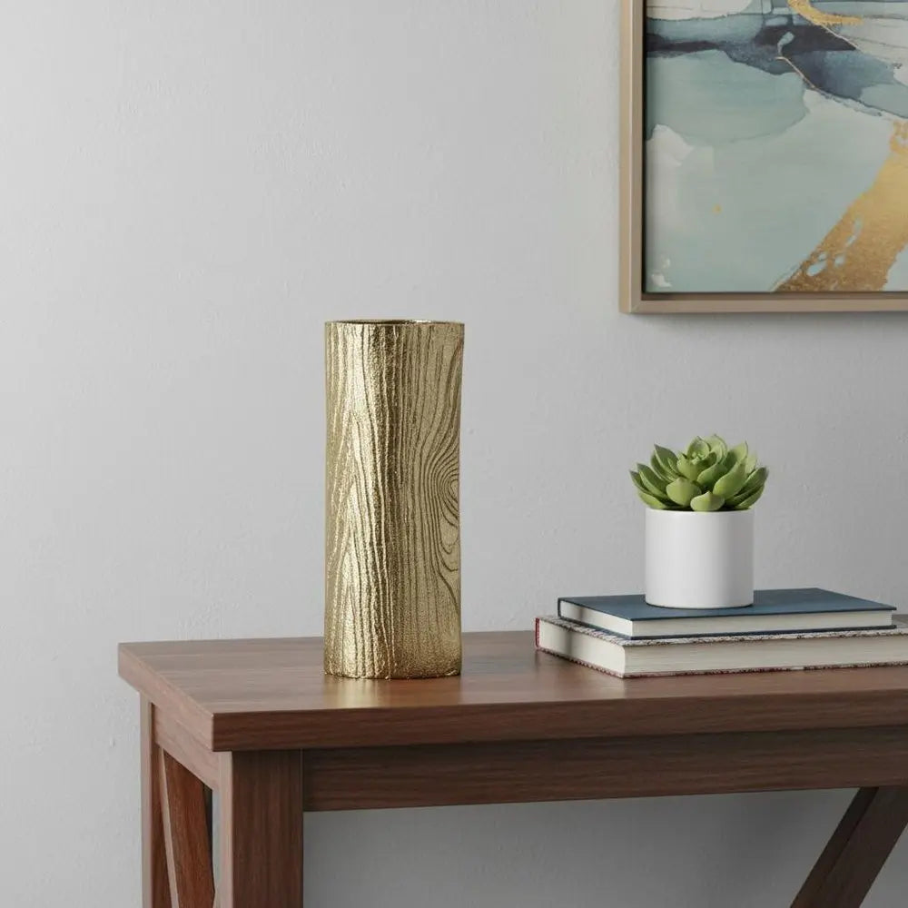 15" Gold Oval Aluminum Table Vase - NOBLE HOME INTERIORS