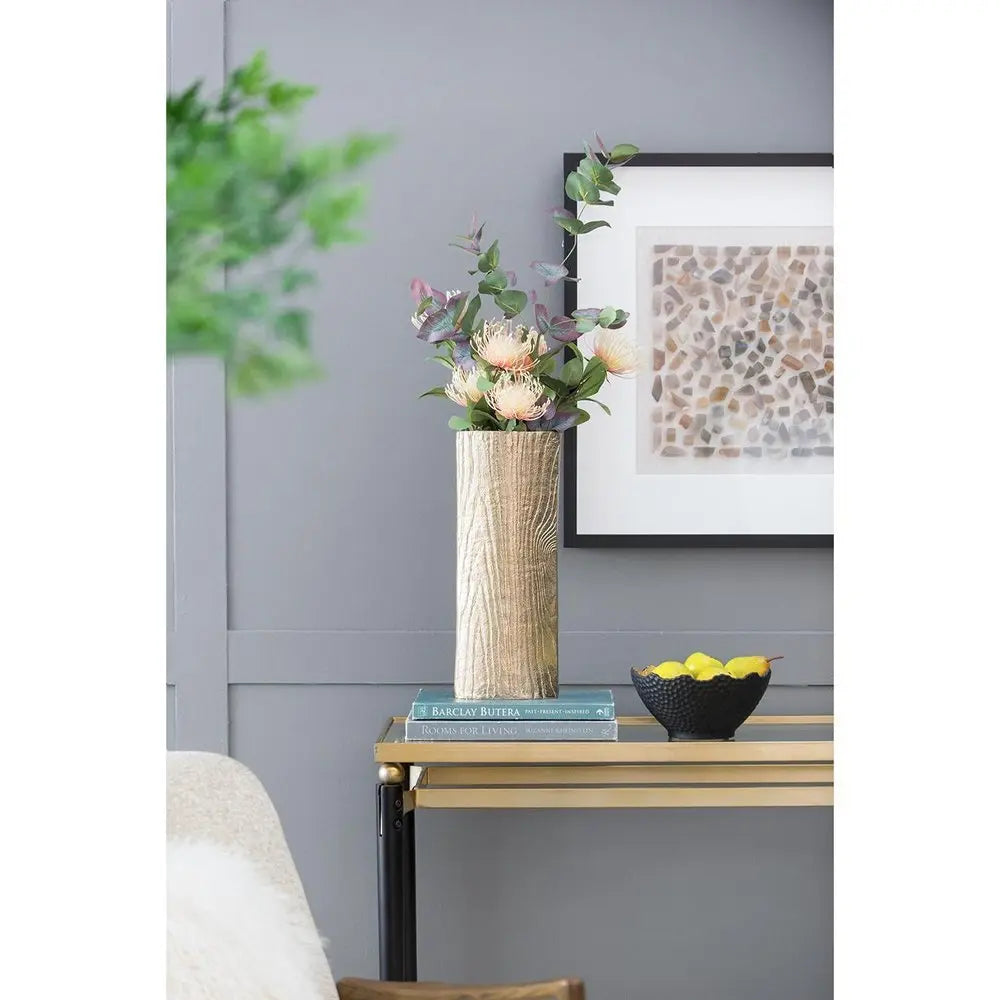 15" Gold Oval Aluminum Table Vase - NOBLE HOME INTERIORS