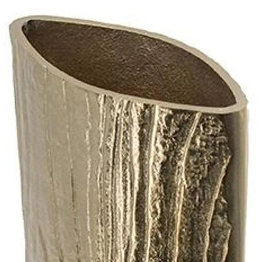 15" Gold Oval Aluminum Table Vase - NOBLE HOME INTERIORS