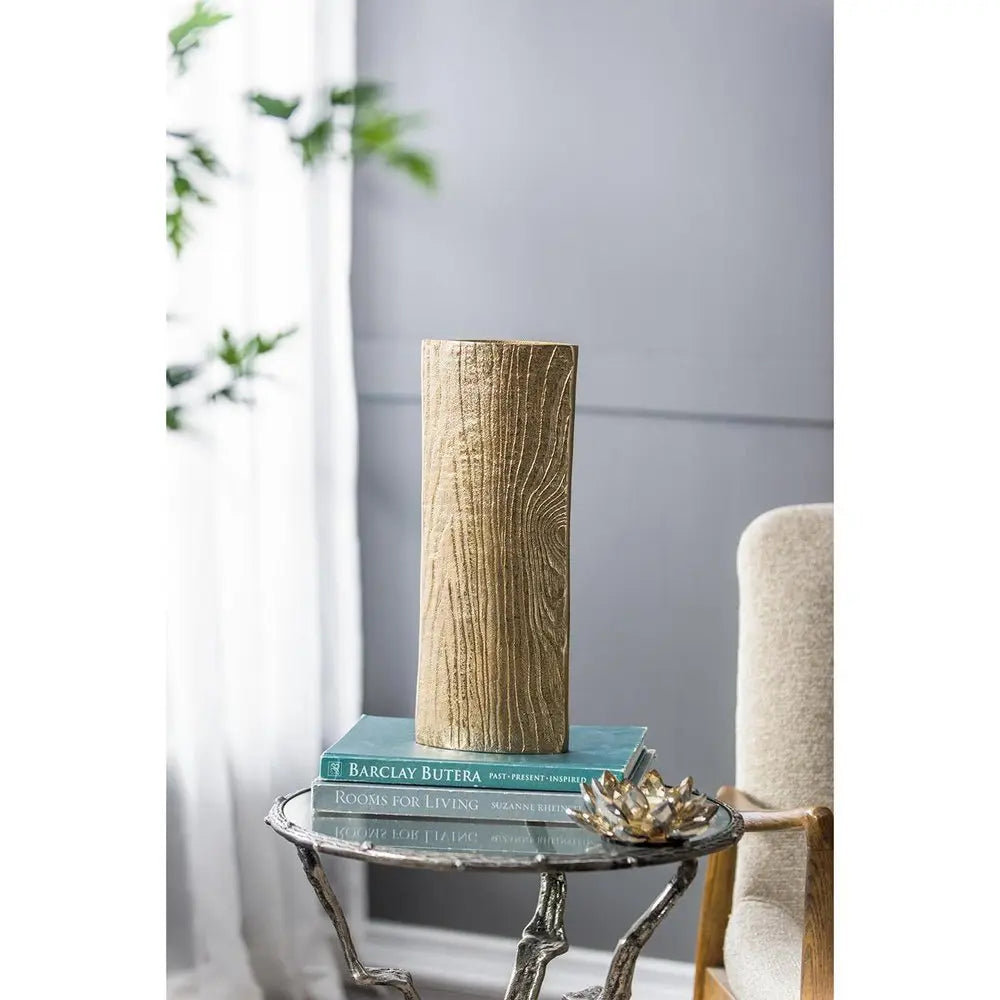 15" Gold Oval Aluminum Table Vase - NOBLE HOME INTERIORS