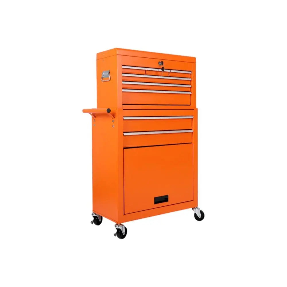 15" Orange Multi - Tier Steel Rolling Cabinet With Lid - NOBLE HOME INTERIORS