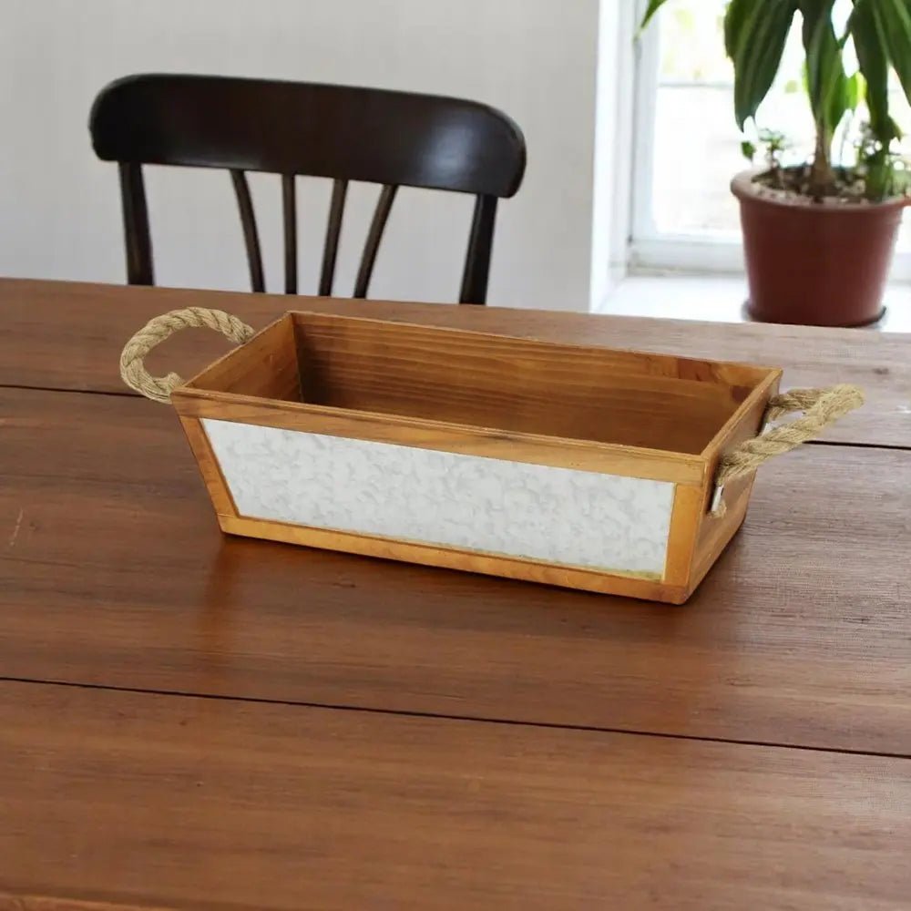 16" Brown Solid Wood And Metal Crate - NOBLE HOME INTERIORS