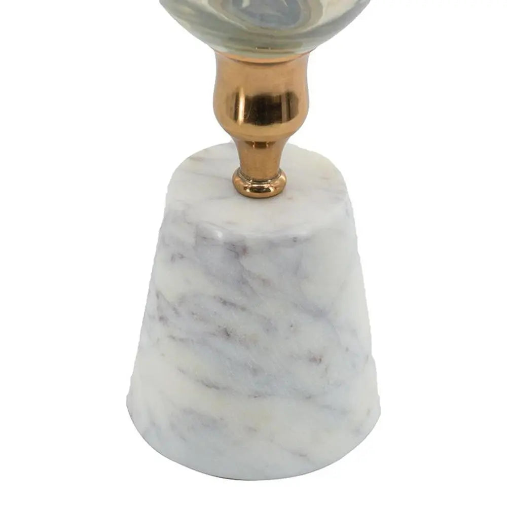 16" Gold And White Glass And Marble Table Vase - NOBLE HOME INTERIORS