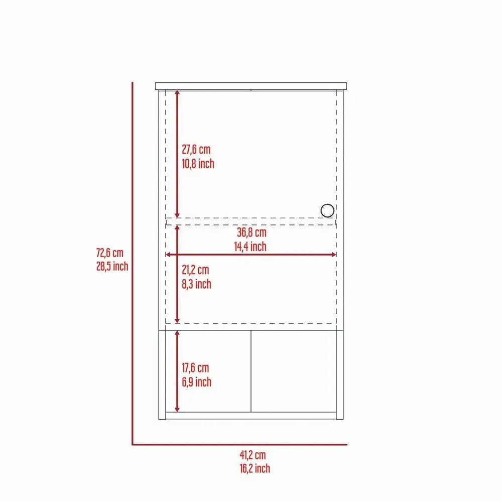 16" Light Oak And White Wall Mounted Cabinet With Three Shelves - NOBLE HOME INTERIORS