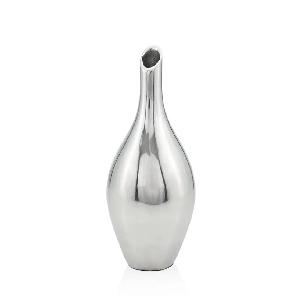 16" Silver Bud Aluminum Table Vase - NOBLE HOME INTERIORS