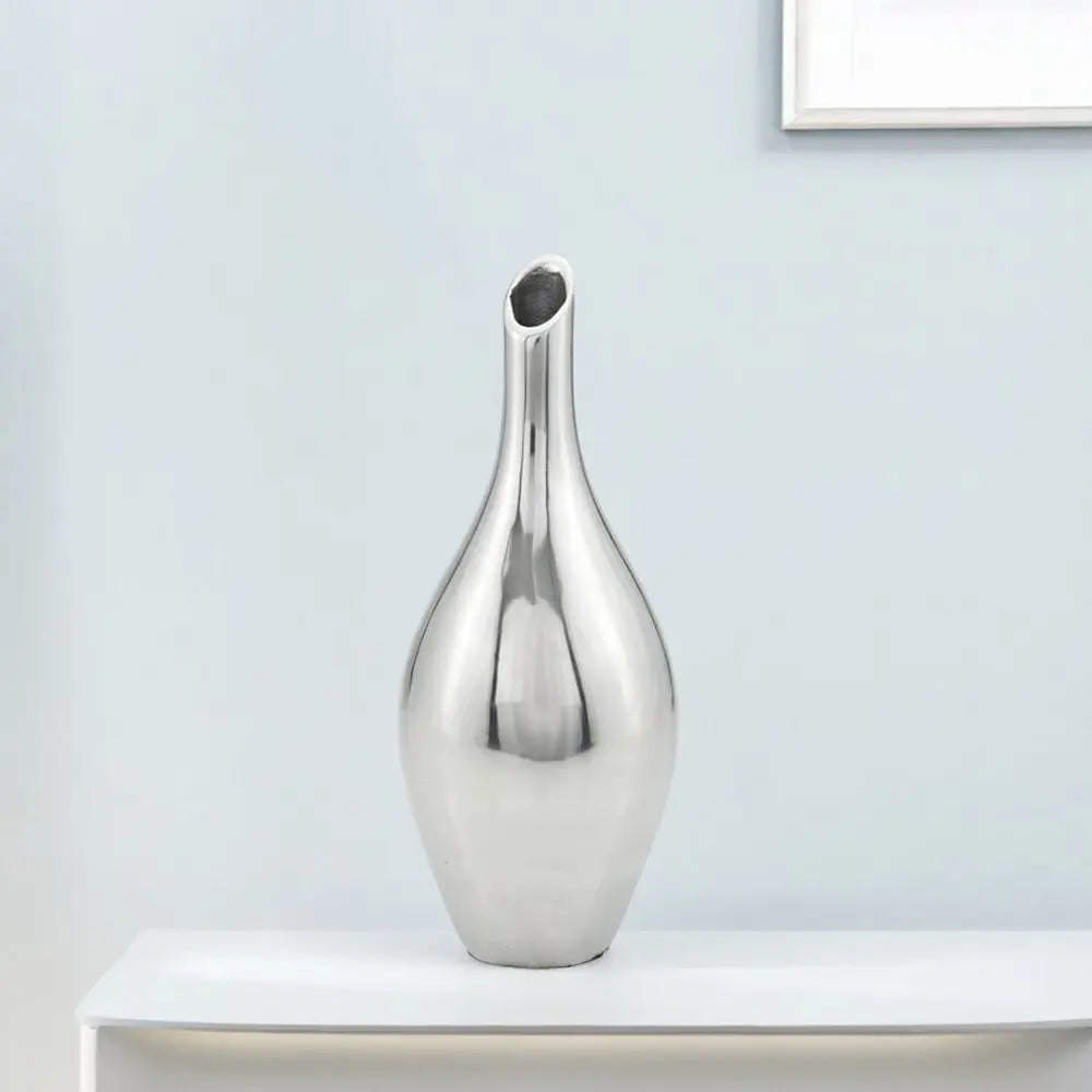 16" Silver Bud Aluminum Table Vase - NOBLE HOME INTERIORS