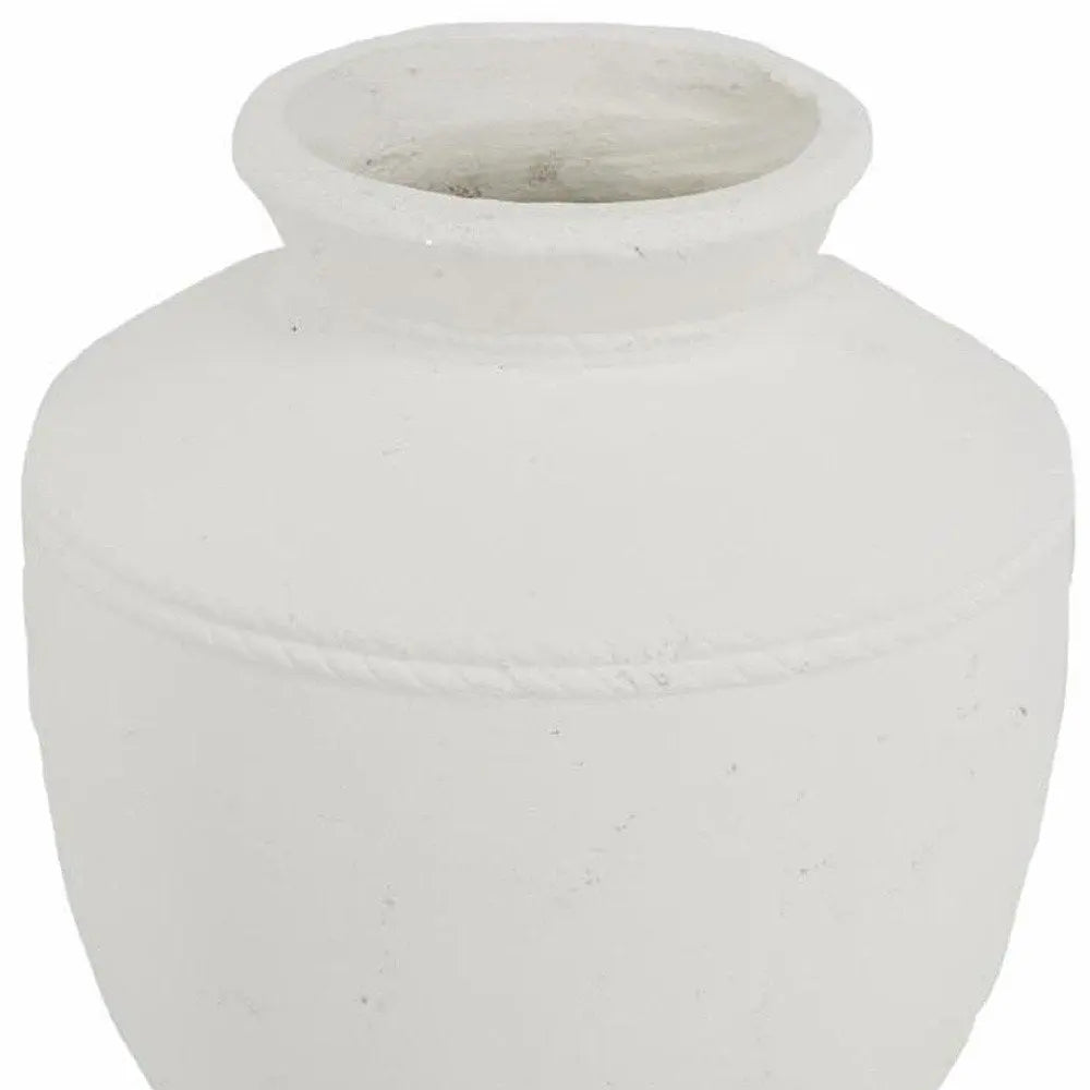 16" White Terracotta Round Jug Vase - NOBLE HOME INTERIORS