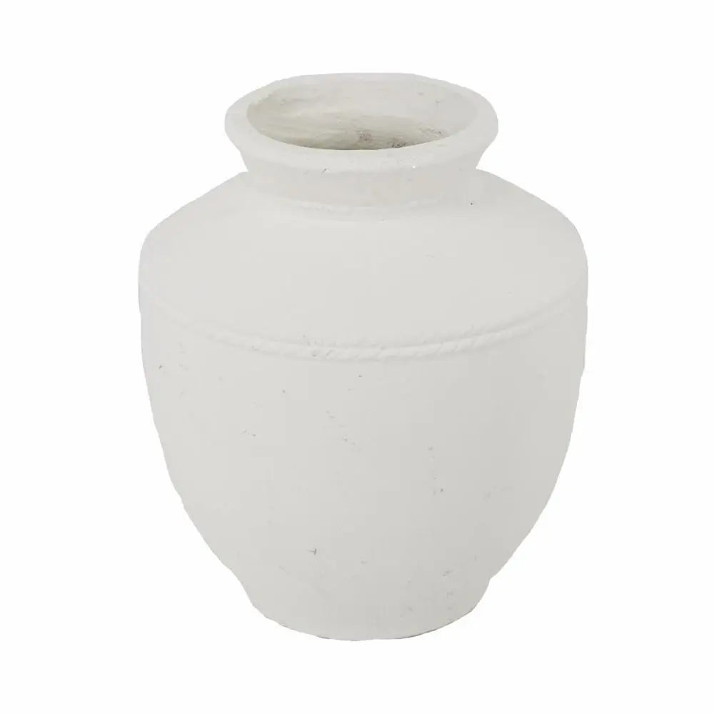 16" White Terracotta Round Jug Vase - NOBLE HOME INTERIORS