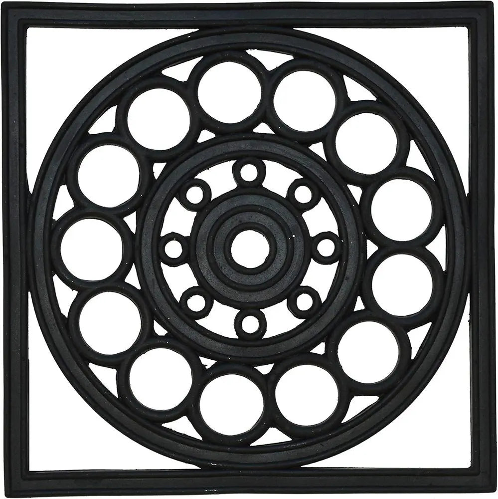 16" X 16" Black Square Outdoor Rubber Door Mat - NOBLE HOME INTERIORS