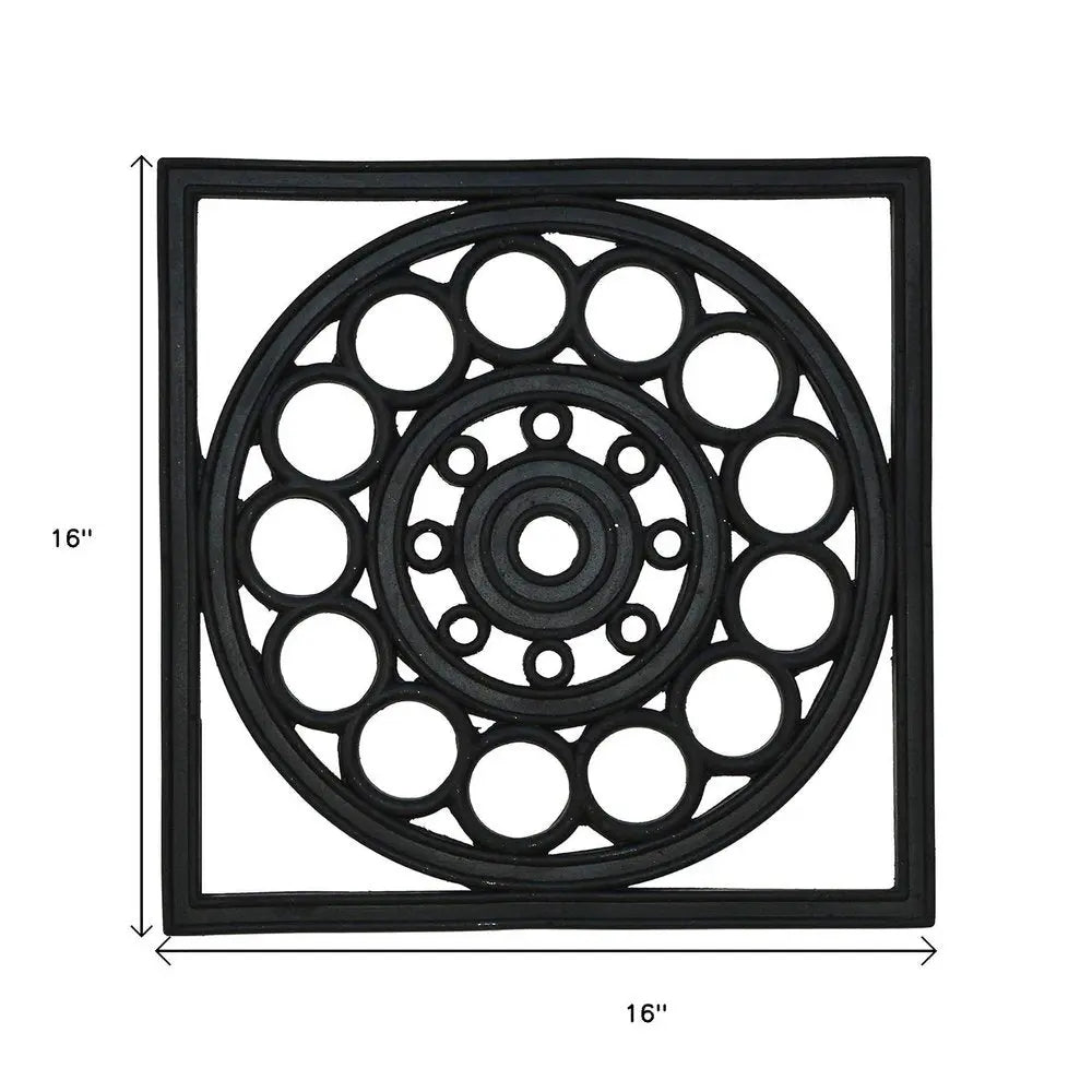 16" X 16" Black Square Outdoor Rubber Door Mat - NOBLE HOME INTERIORS