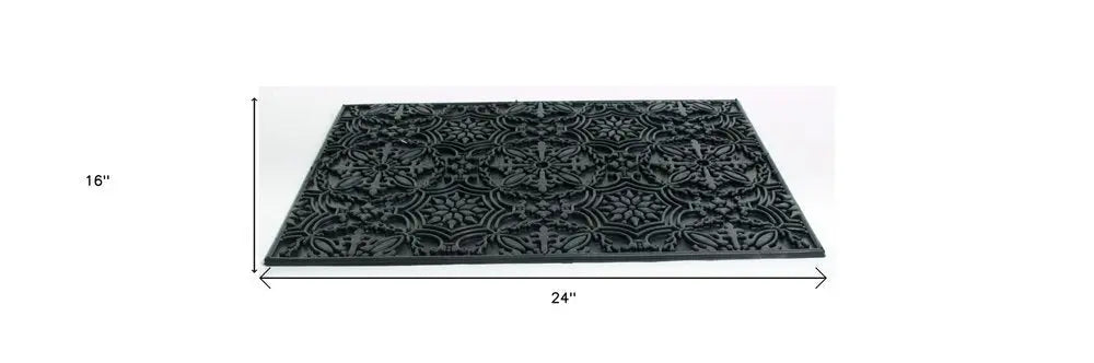 16" X 24" Black Rubber Outdoor Door Mat - NOBLE HOME INTERIORS