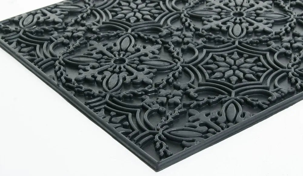 16" X 24" Black Rubber Outdoor Door Mat - NOBLE HOME INTERIORS