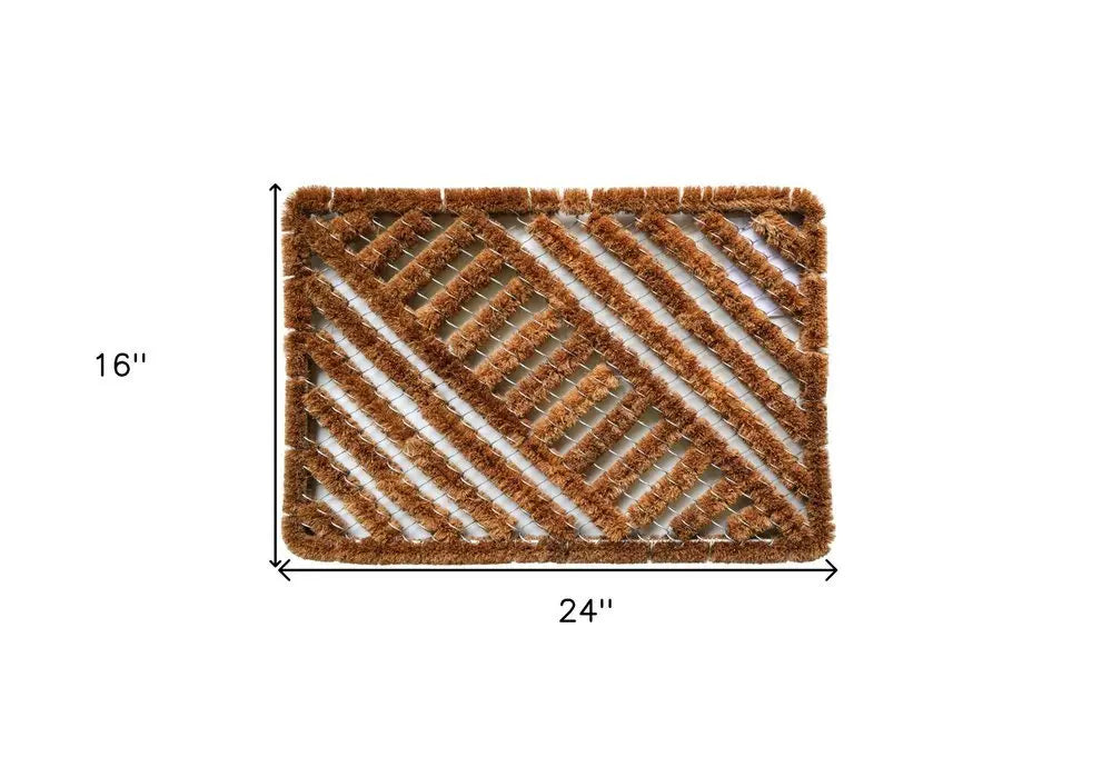 16" X 24" Brown Coir Geometric Outdoor Door Mat - NOBLE HOME INTERIORS