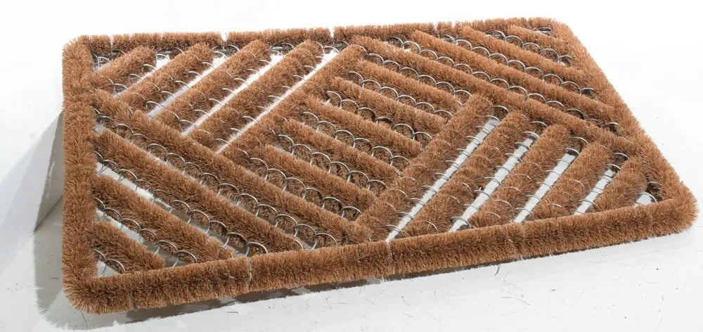 16" X 24" Brown Coir Geometric Outdoor Door Mat - NOBLE HOME INTERIORS