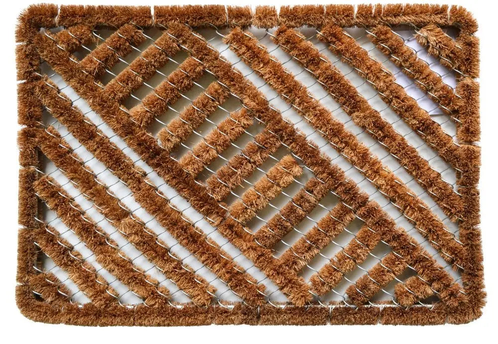 16" X 24" Brown Coir Geometric Outdoor Door Mat - NOBLE HOME INTERIORS