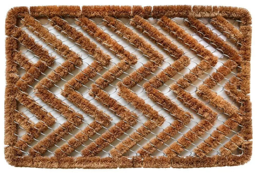 16" X 24" Brown Coir Zig Zag Outdoor Door Mat - NOBLE HOME INTERIORS