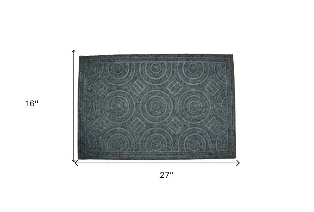 16" X 27" Gray Synthetic Fiber Abstract Outdoor Door Mat - NOBLE HOME INTERIORS
