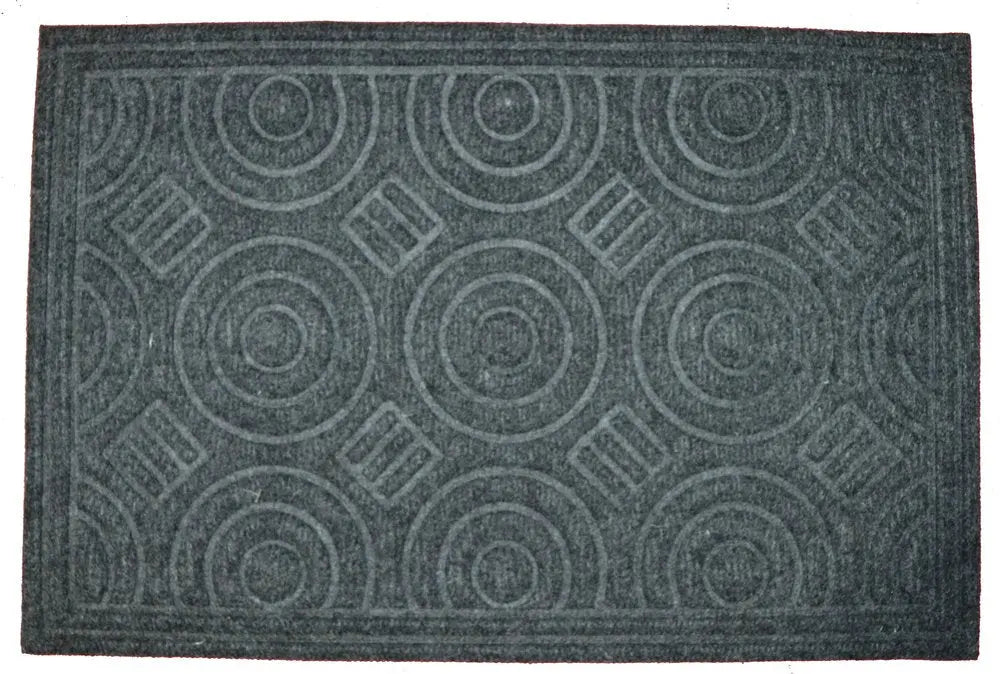 16" X 27" Gray Synthetic Fiber Abstract Outdoor Door Mat - NOBLE HOME INTERIORS