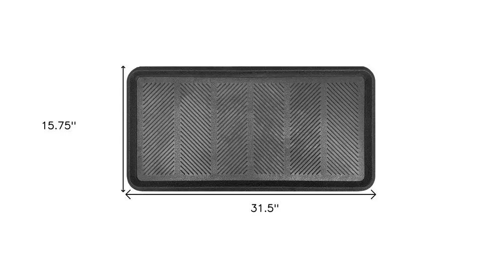 16" X 32" Black Rubber Outdoor Boot Tray - NOBLE HOME INTERIORS