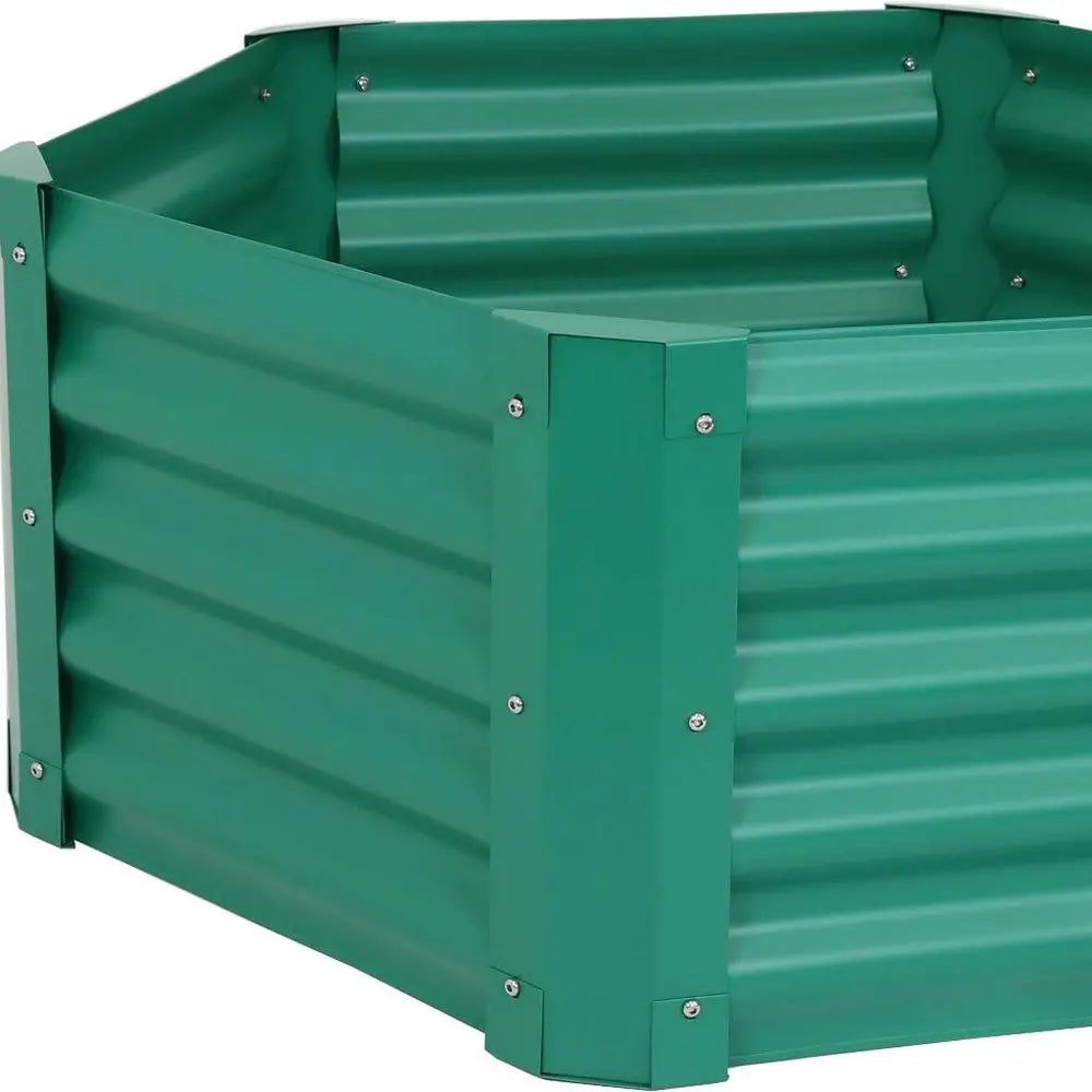 16" X 41" Green Steel Hexagon Planter Box - NOBLE HOME INTERIORS